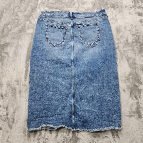 Torrid Skirt Womens 14 Blue Stretch Denim A-Line Midi Front Slit Raw Hem Casual - Picture 6 of 11
